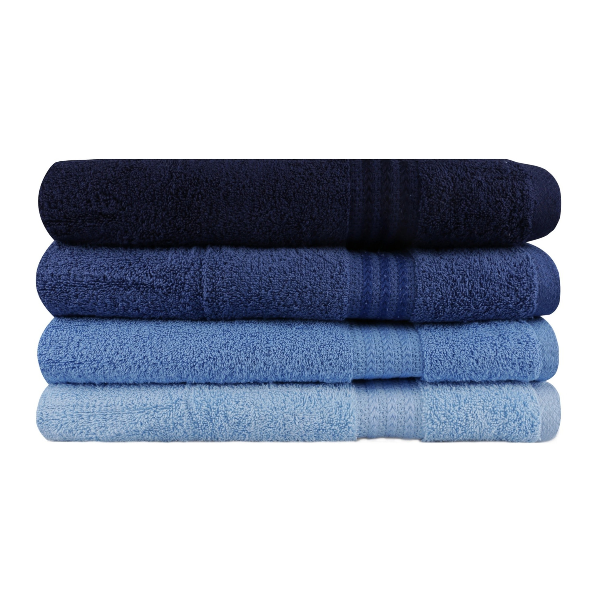 Juego de toallas de baño (4 piezas) azul oscuro, azul y azul claro