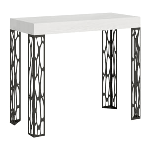 Console extensible 90x40/196 cm Ghibli Small Frêne Blanc cadre Anthracite