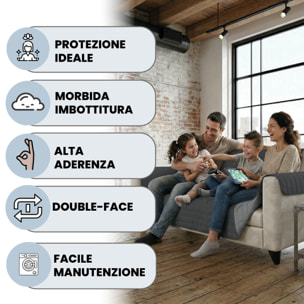 COPRIDIVANO TRENDY, Waterproof, Microfibra, No Stiro, Doubleface - GRIGIO CHIARO/FUMO
