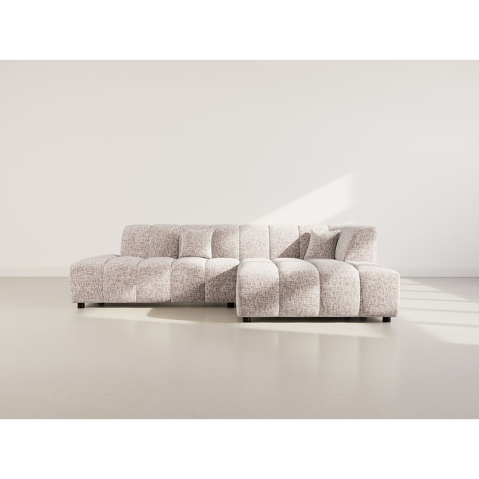 Curtis - canapé d'angle droit 4 places sans accoudoir en tissu texturé - Taupe