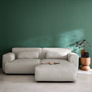 Pouf, repose-pieds pour canapé 3 places Wallas velours côtelé WALLAS