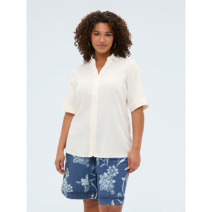 Fiorella Rubino - Camisa boxy en mezcla de lino y viscosa - Blanco