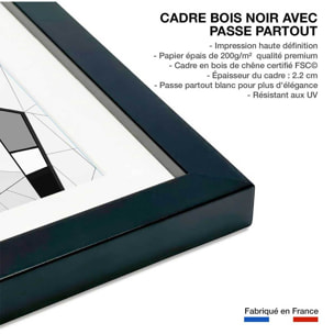 Affiche design detail puzzle Affiche + cadre en bois - Noir