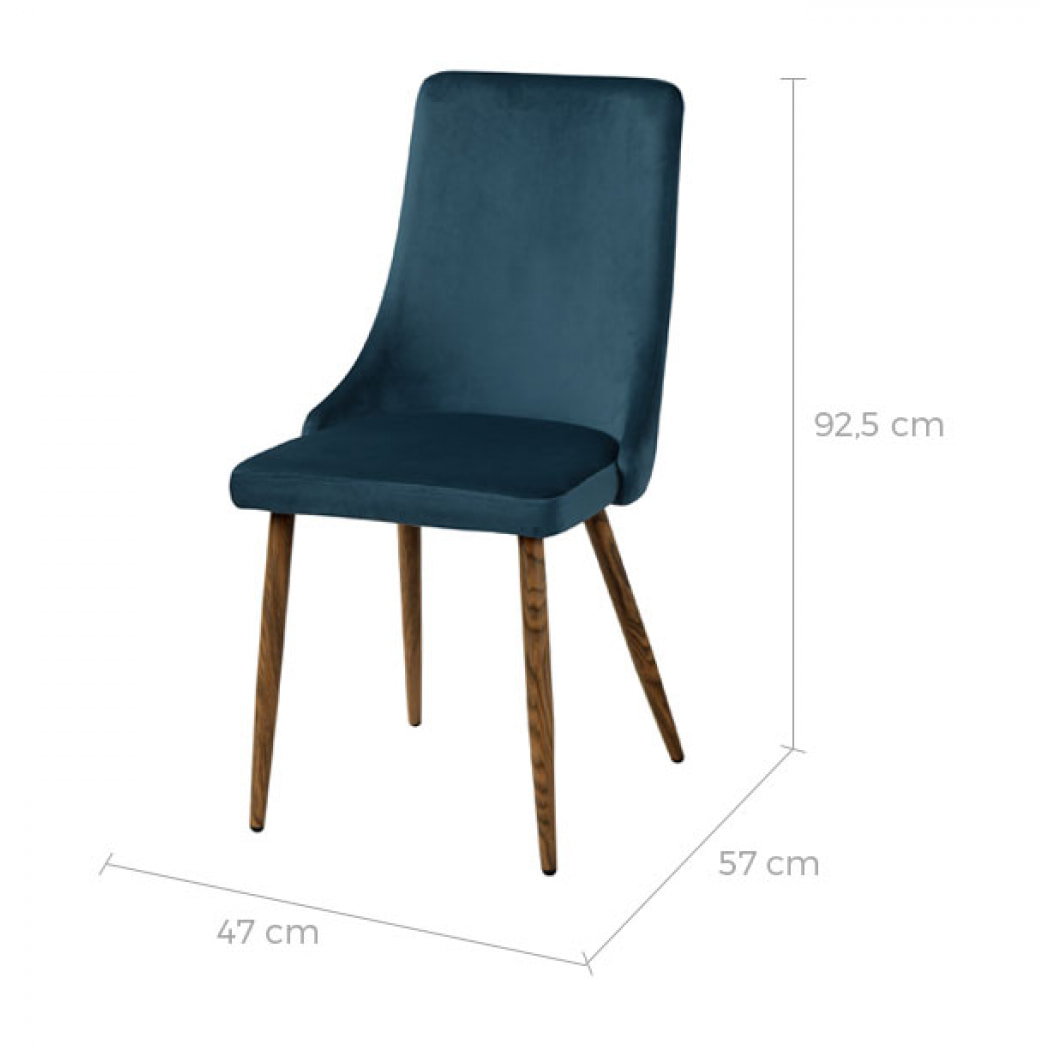 Chaise Vinni en velours bleu (lot de 2)