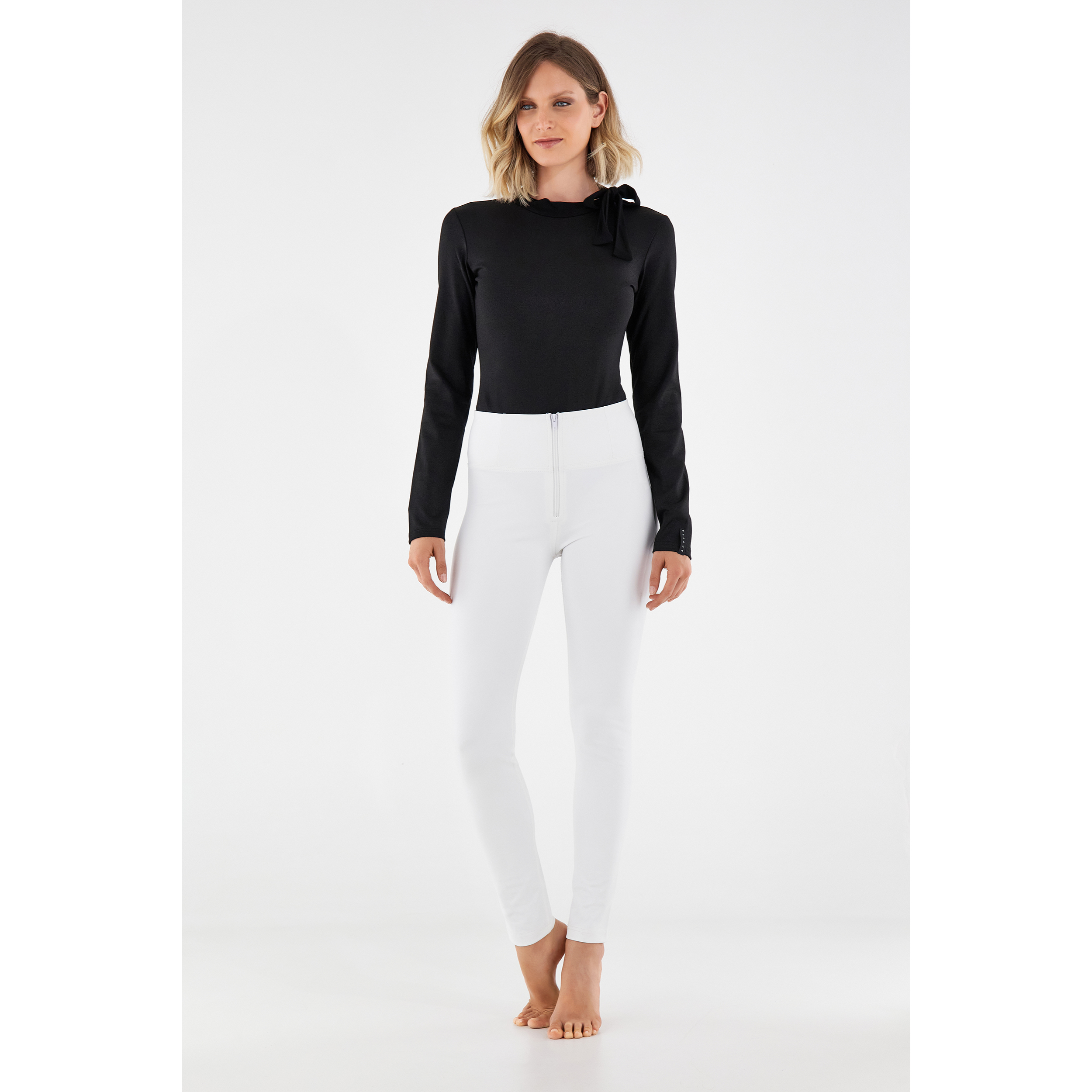 Pantaloni push up WR.UP® skinny vita alta con zip similpelle