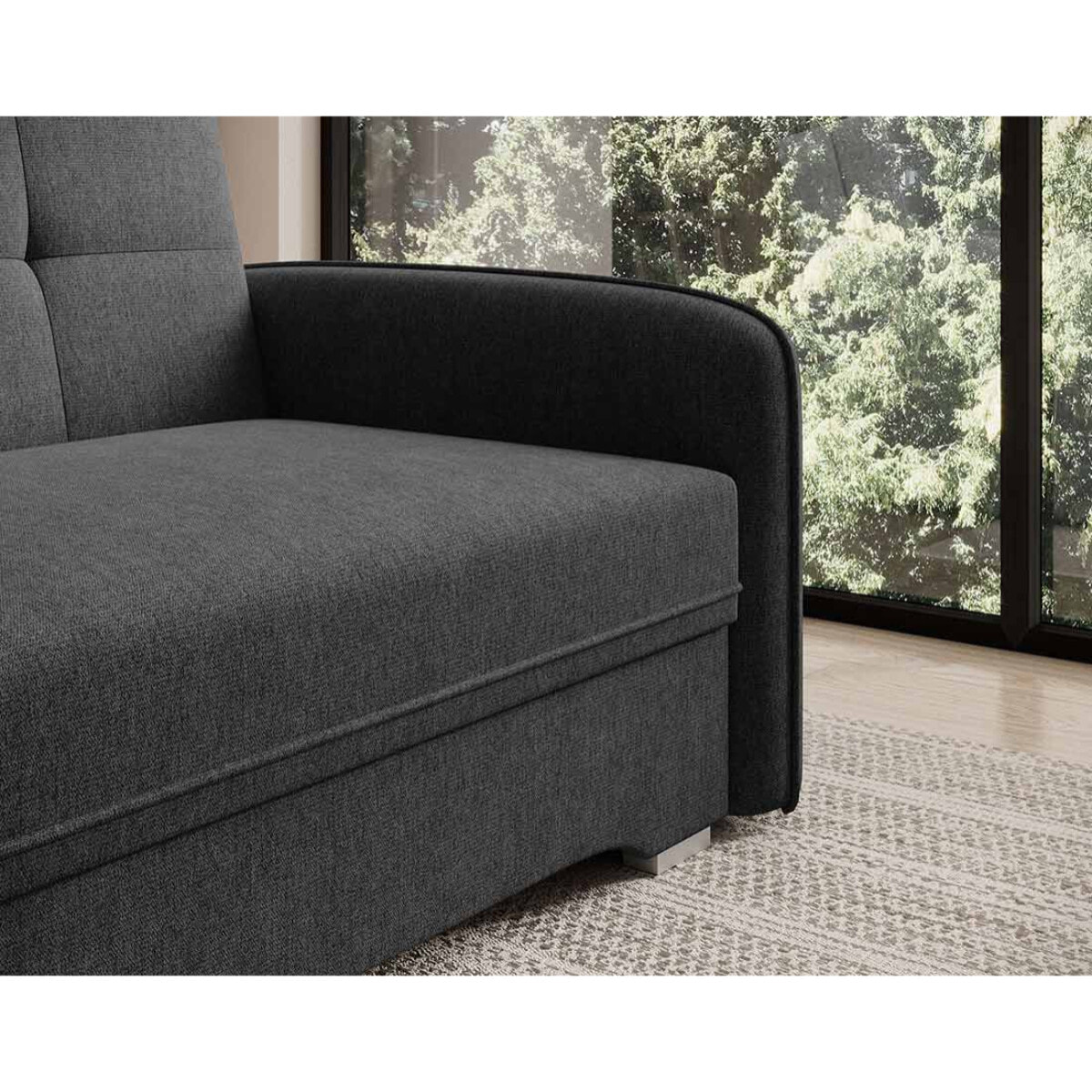 Michelle - fauteuil convertible avec coffre en velours - Noir