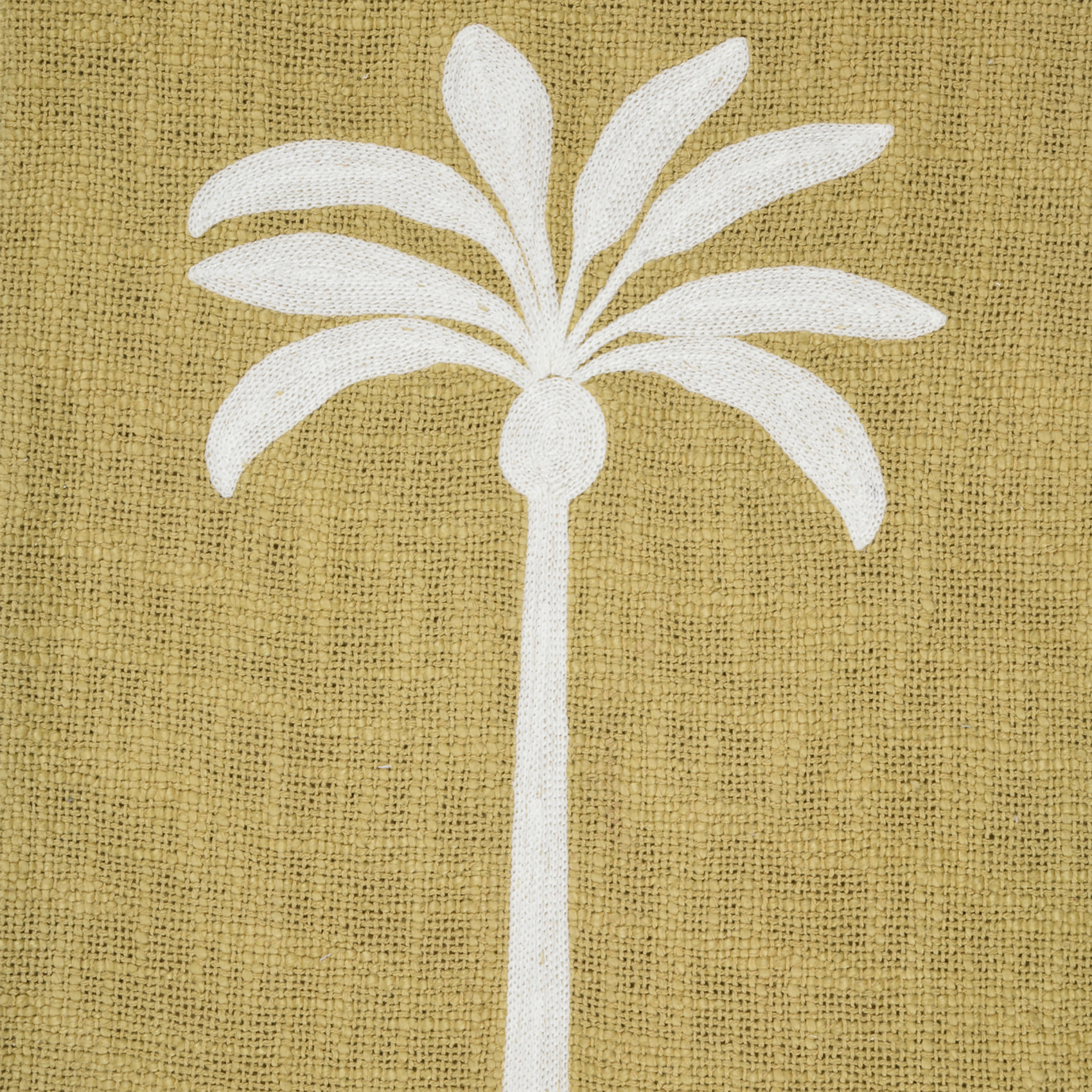 Plaid décoratif motif palmier esprit exotique - Jaune moutarde