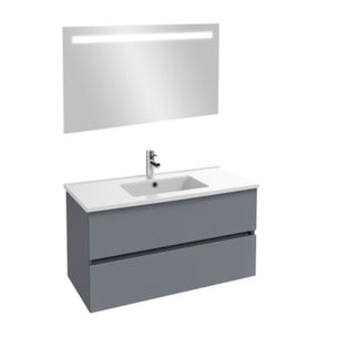 Meuble vasque Tolbiac gris anthracite + miroir led