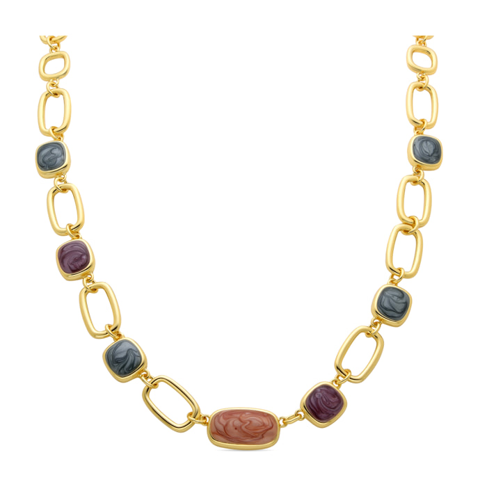 Collar de Resina Multicolor acabado en oro amarillo de 18K