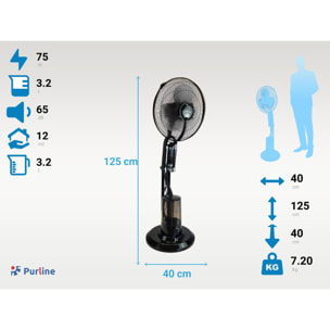 Ventilateur brumisateur à haut débit et 3 vitesses