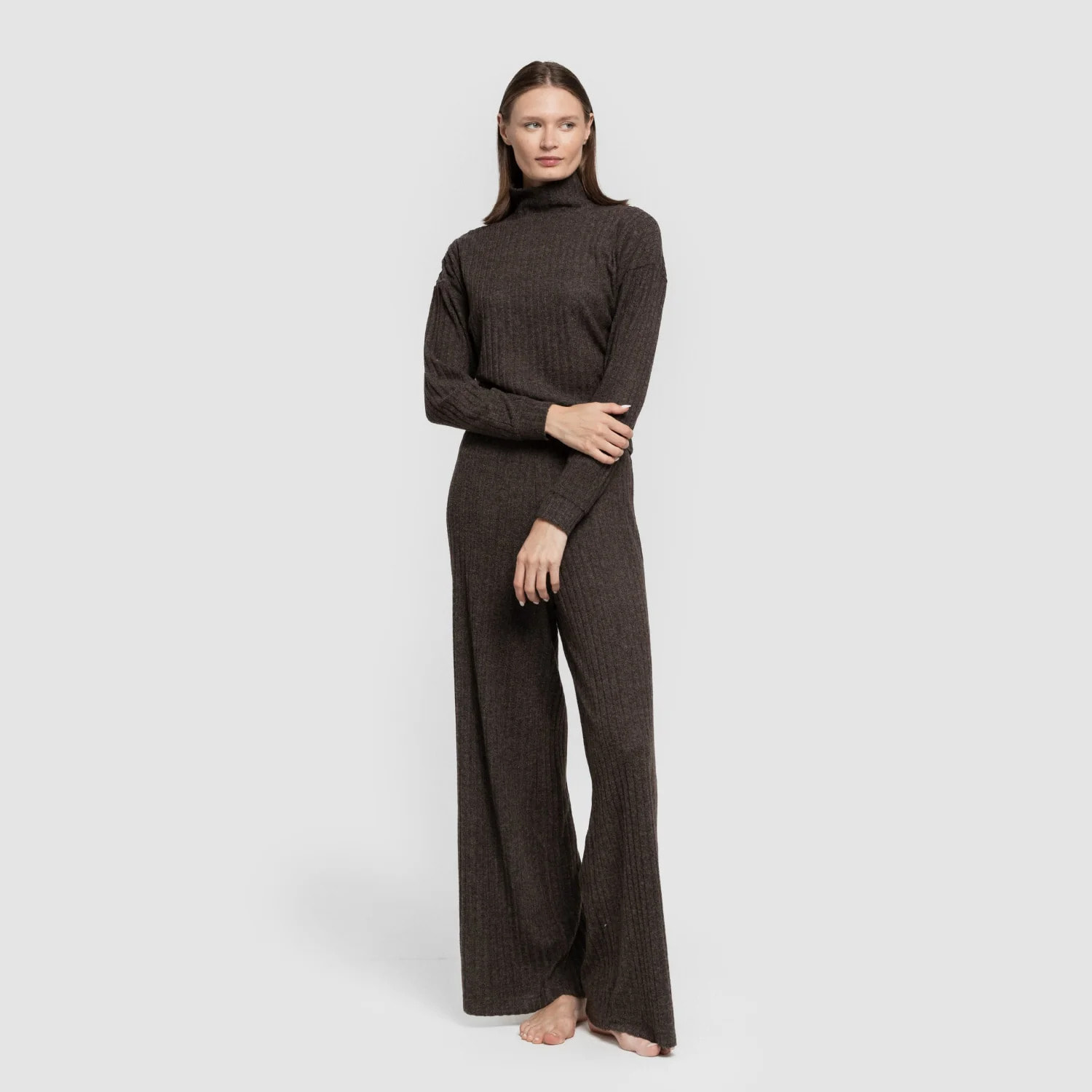 Pantalón largo ancho 4x2 canalé mujer