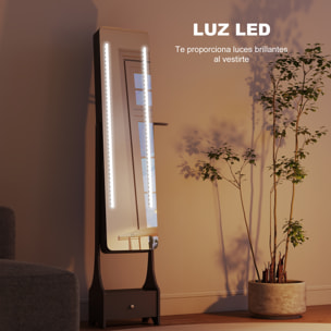 Espejo Joyero con Luces LED, Armario para Joyas, Armario Joyero con Espejo Entero de Ángulo Ajustable, Cajón, Interruptor Táctil, Luces Apagado Automático, Soporte para Secador, Gris