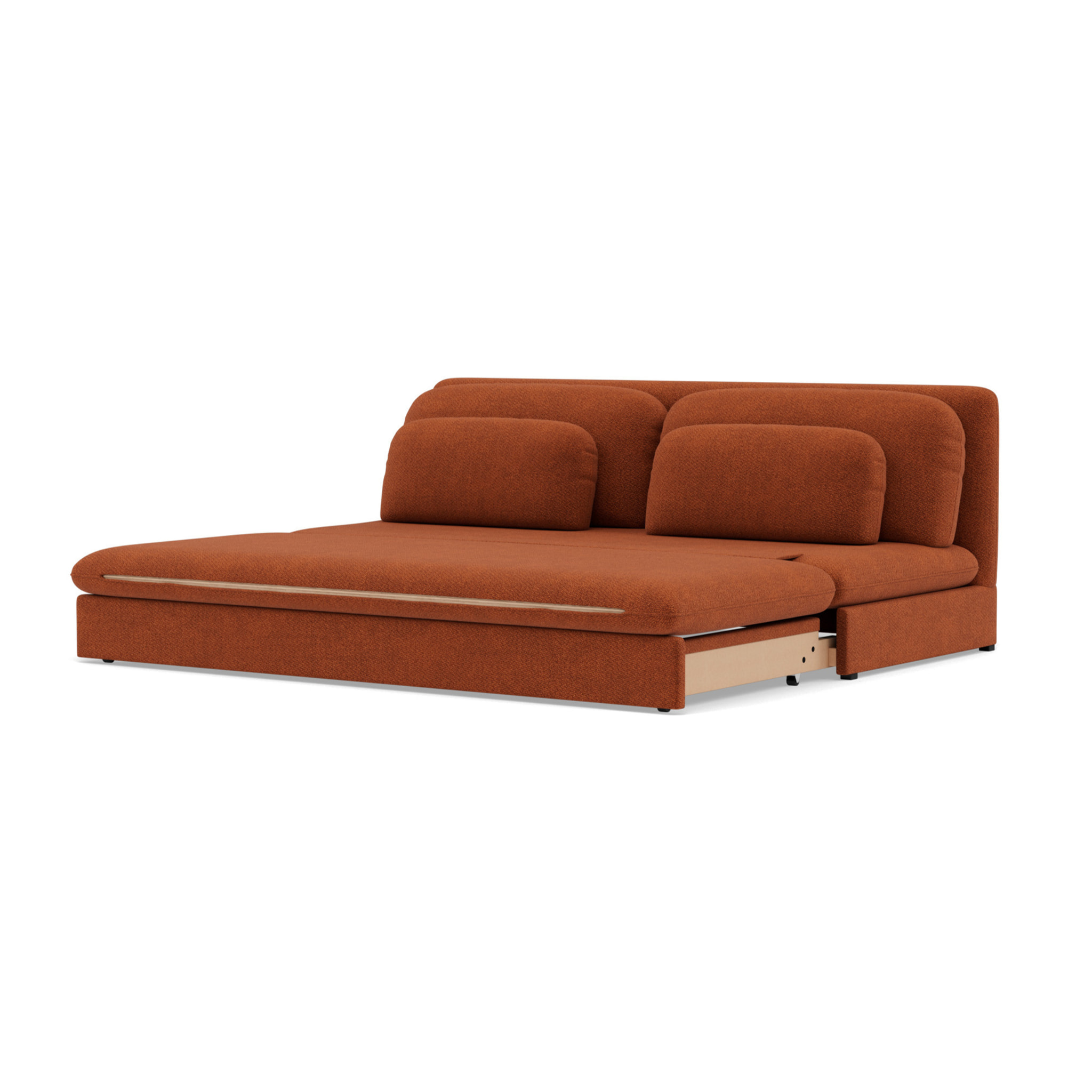Ysal - canapé 3 places convertible déplimousse en velours texturé - Terracotta