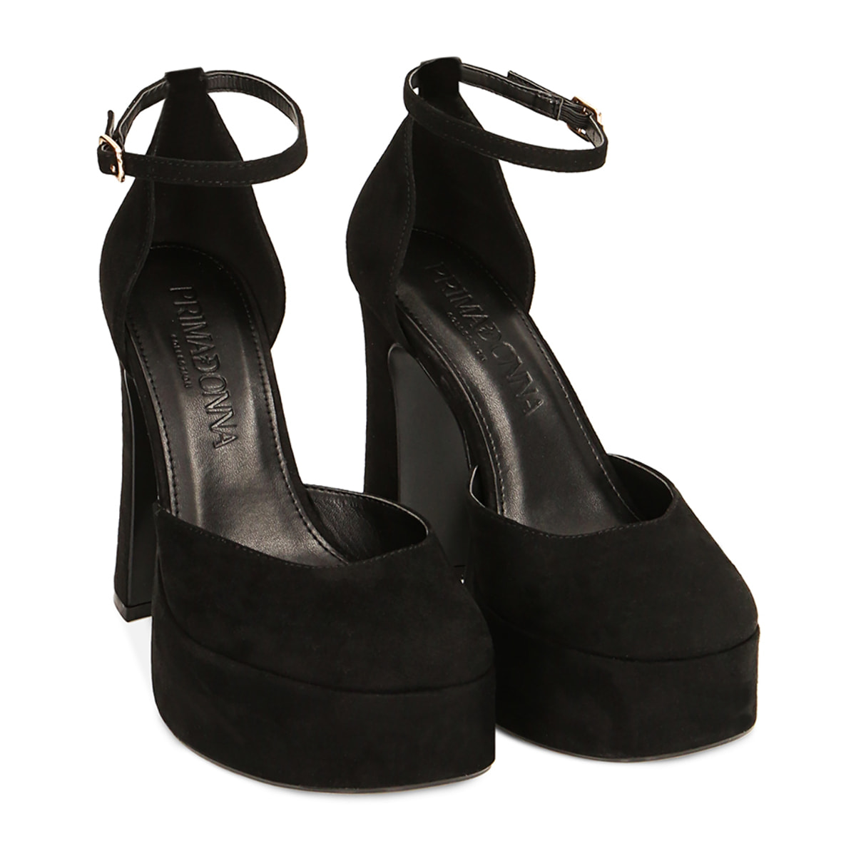 Escote plataforma negro en microfibra tacón 11,5 cm