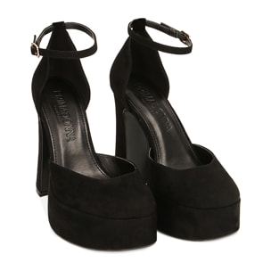 Escote plataforma negro en microfibra tacón 11,5 cm