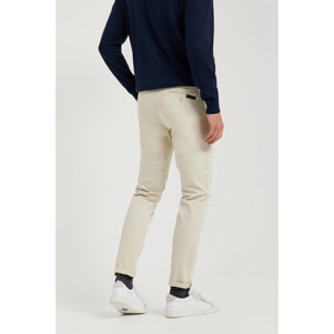 Pantaloni casual beige in cotone elasticizzato con particolari Polo Club