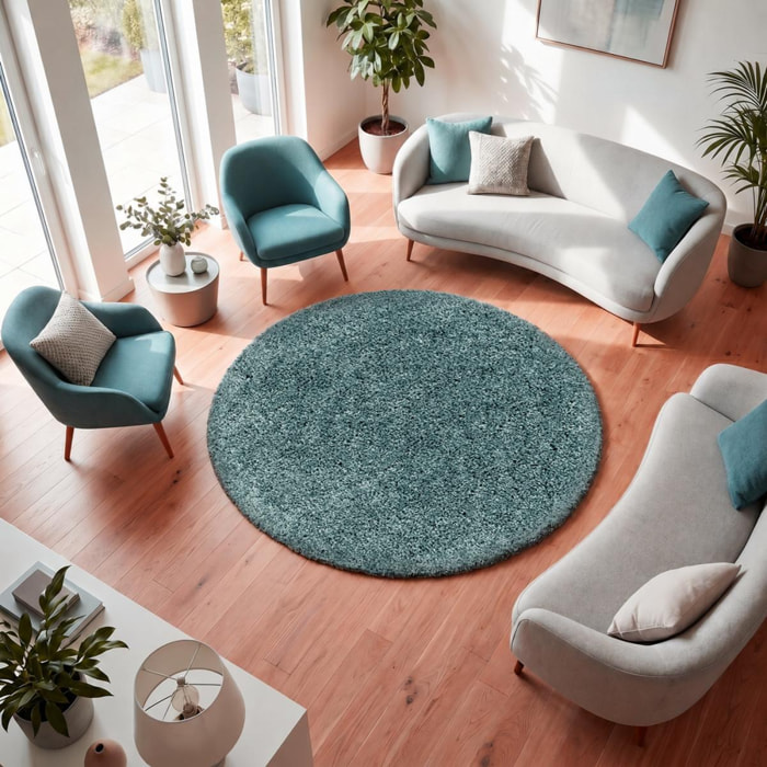 Tapis poils longs shaggy tissé motif uni RIBI