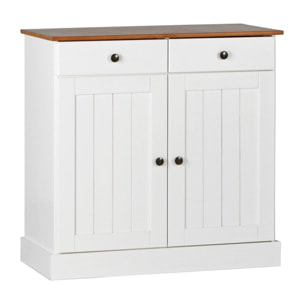 Credenza 2 ante e 2 cassetti 88x85 cm in legno bianco/noce