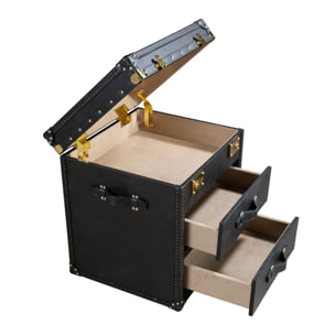 Baúl Angel Cerdá con estructura de madera MDF tapizada en piel de origen vacuno en negro 55x50x62cm