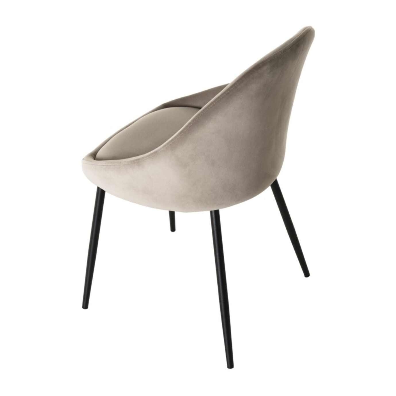 TOM - Lot de 2 chaises velours chamois beige pieds métal noir