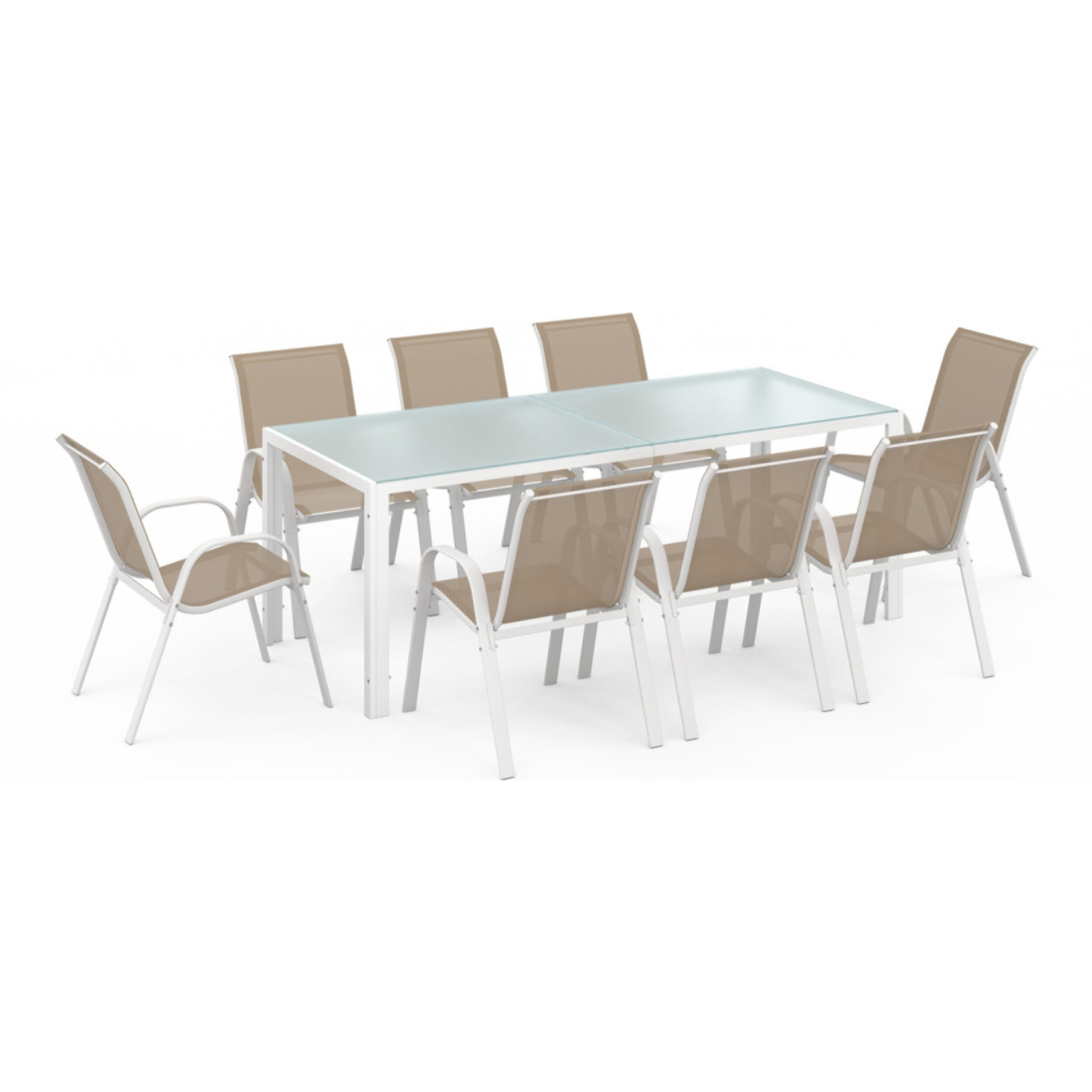 Ensemble repas Formentera 8 places beige