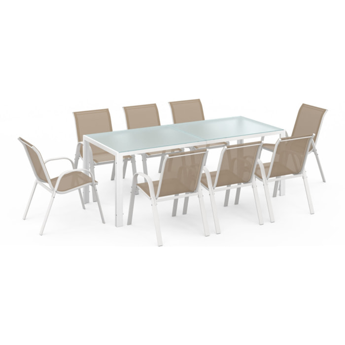 Ensemble repas Formentera 8 places beige