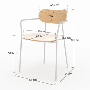 Lot de 2 chaises en tissu beige et placage en bois clair - Marine