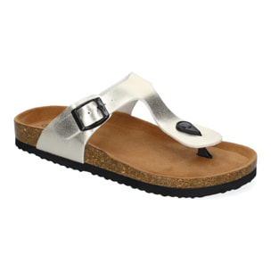 Sandalia tipo esclava, con piso de bio y planta anatómica y hebilla