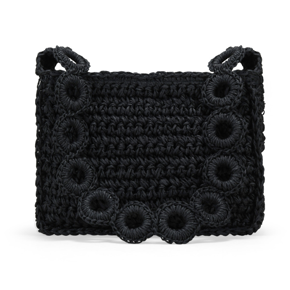 Bolso de hombro negro en rafia