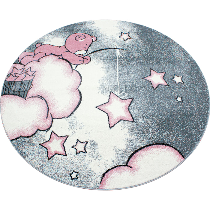 KIDS - Tapis enfant rond à motif ourson rose - KID0580ROS