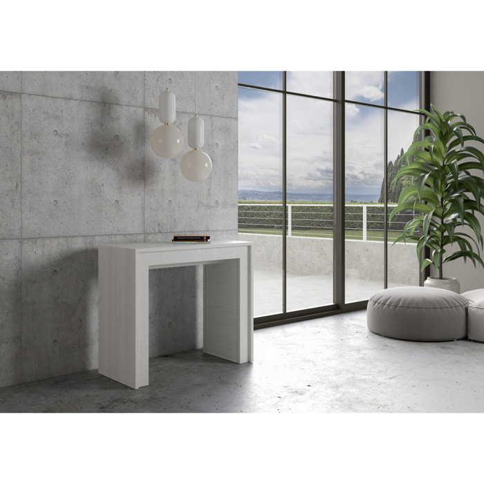 Console extensible 90x42/198 cm Mia Small Frêne Blanc