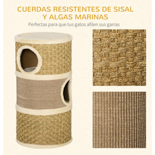 Barril Rascador para Gato de Felpa Sisal 4kg . Marrón y Beige