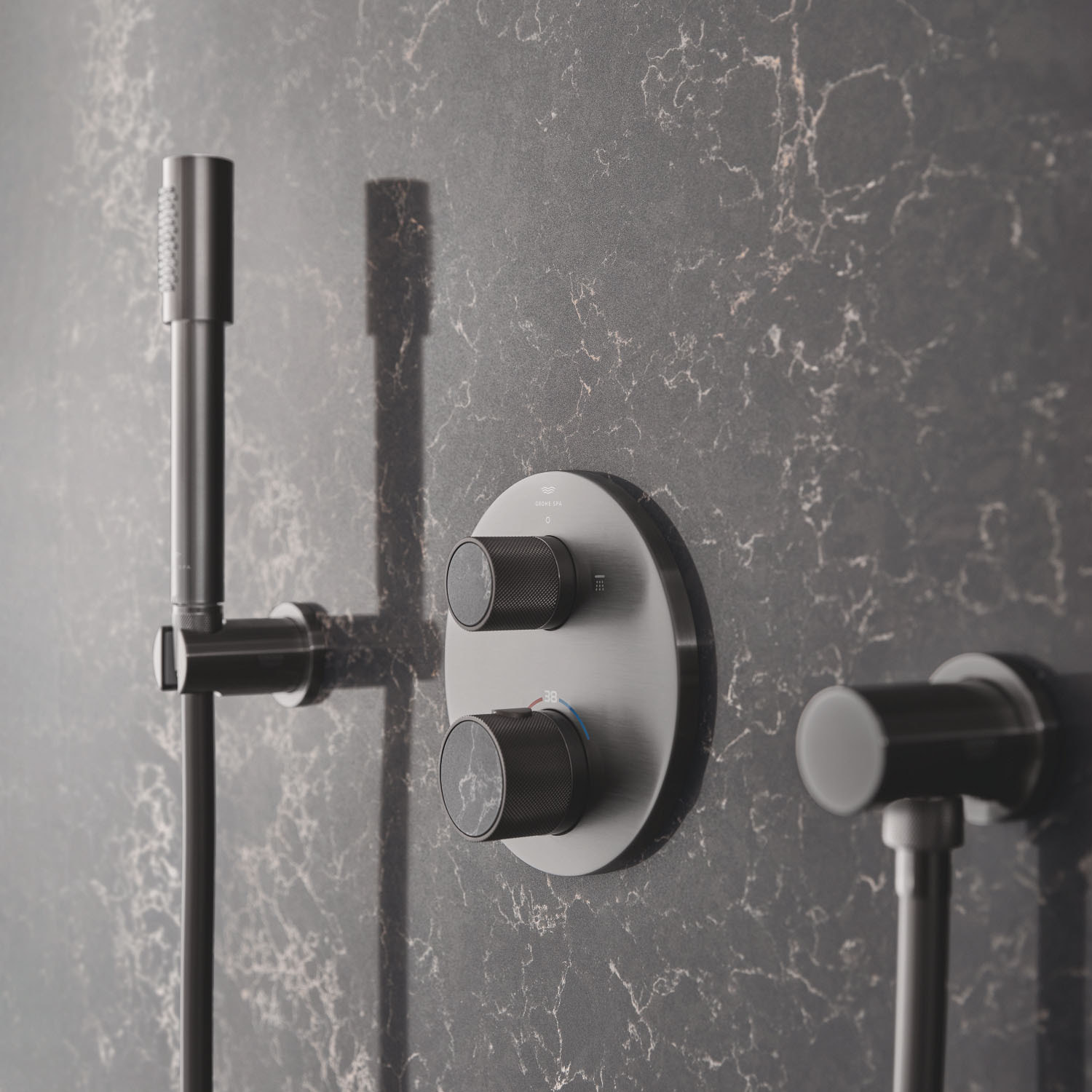 Support mural pour douchette - Hard Graphite brossé