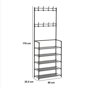 Vestiaire "Intissa" 5 étagères en acier noir H170cm