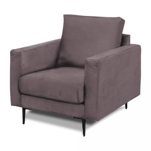 Fauteuil Caruso Velours Gris foncé - 1 Place