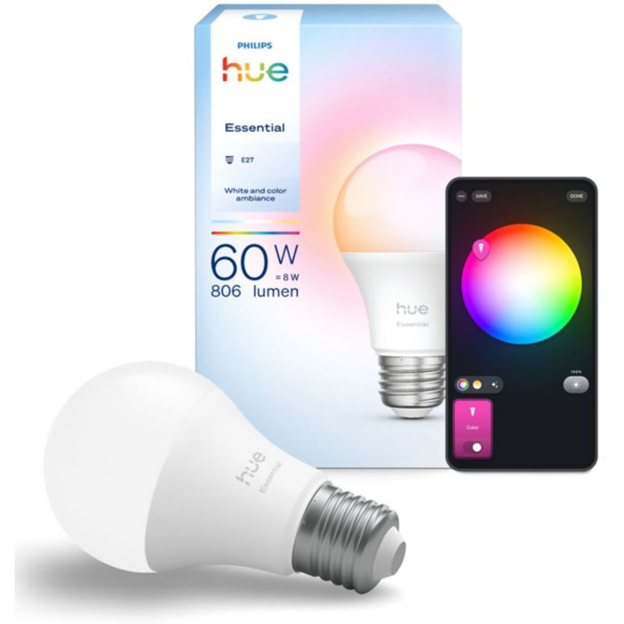 Ampoule LED connectée PHILIPS HUE Essential E27 White&Color Ambiance