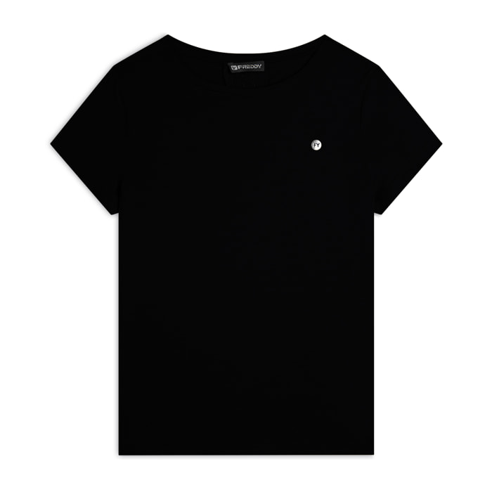 T-shirt con inserto posteriore in Sangallo