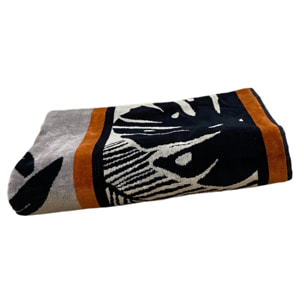 Serviette de plage XL éponge velours Jacquard Gris 140x180 400g/m² - Inagua