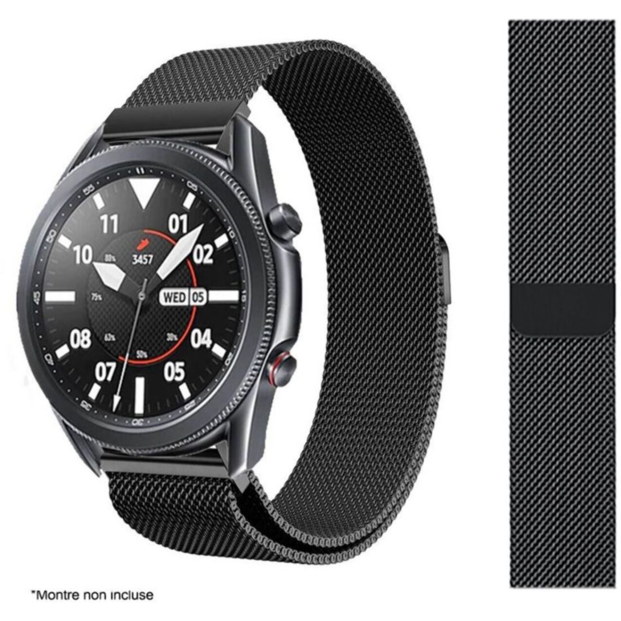 Bracelet IBROZ Samsung/Huawei 22mm Maille noir