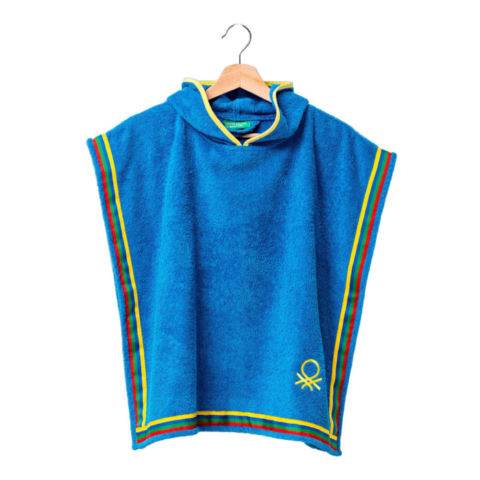 Albornoz poncho Benetton, 7-14 años, 380 gsm, 100% algodón azul