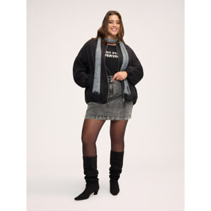 Fiorella Rubino - Chaquetón en scuba con cuello de canalé - Negro
