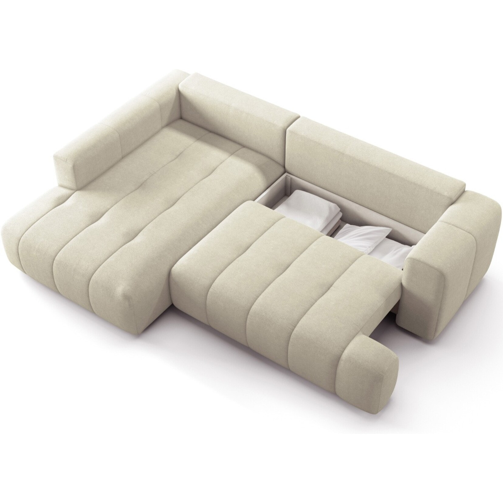 Canapé d'angle gauche convertible 4 places en tissu chenille - ouverture rapide - BRERA