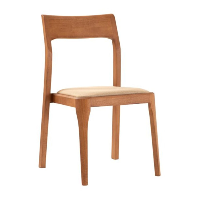 Chaise Nory -bois massif d'hévéa et tapisserie en tissu-couleur noyer 42 x 83 x 54 cm