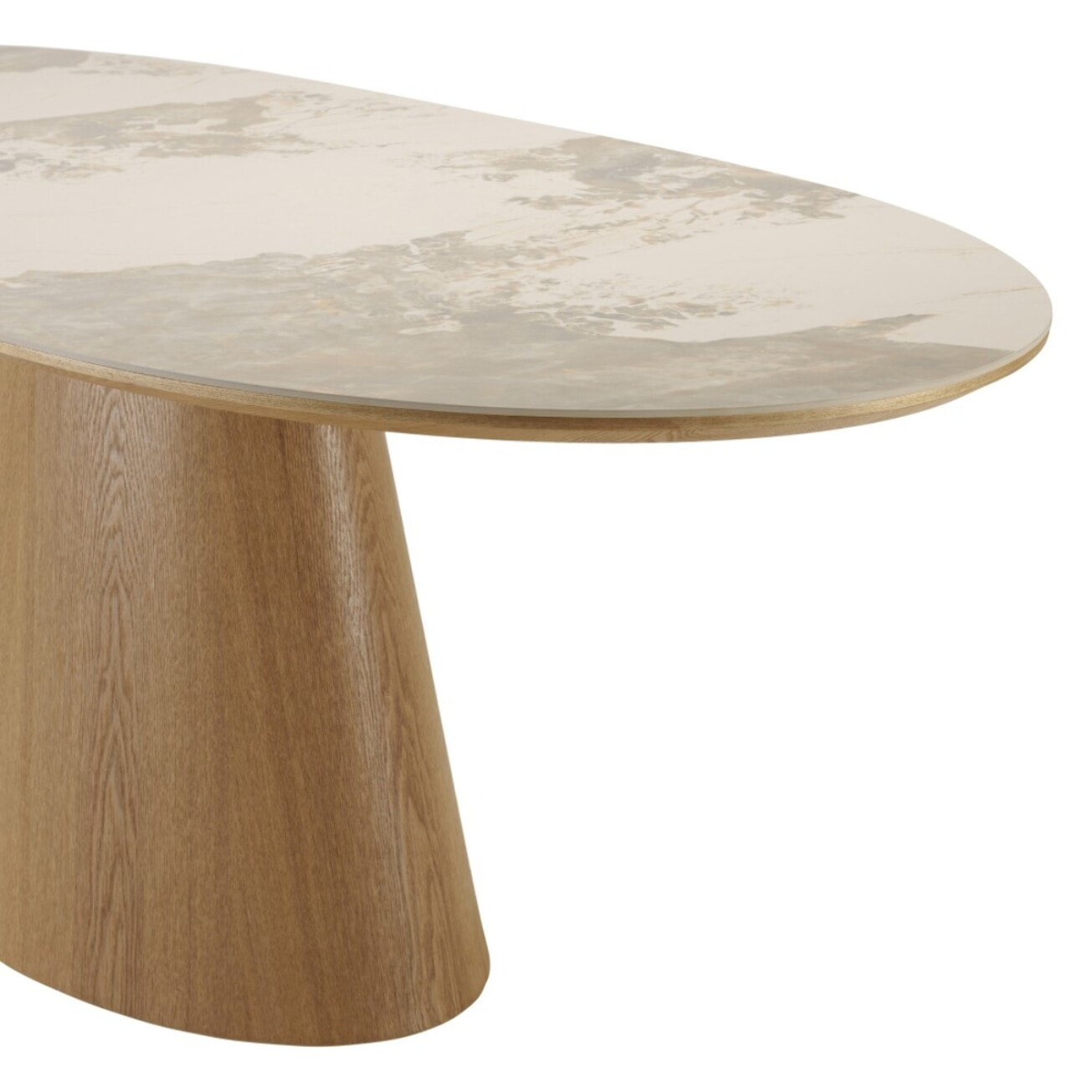 UGO - Table à manger 200x90cm plateau céramique pieds bois