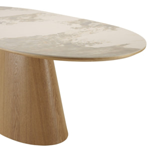UGO - Table à manger 200x90cm plateau céramique pieds bois