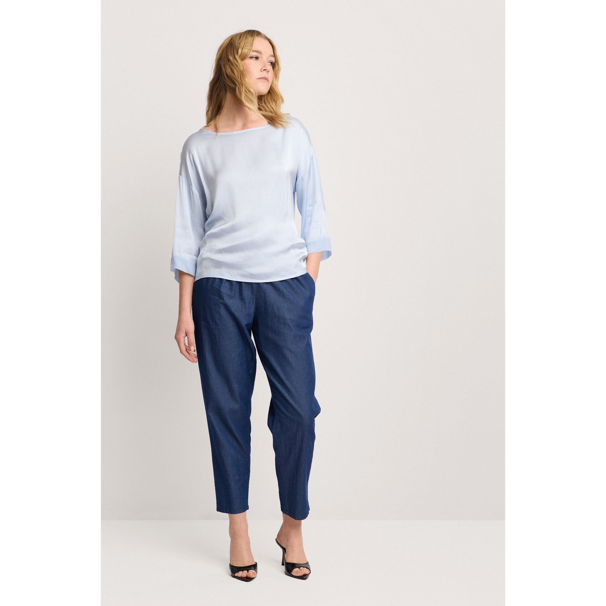 Kocca - Blusa a maniche lunghe in viscosa Donna, Tinta unita, Girocollo