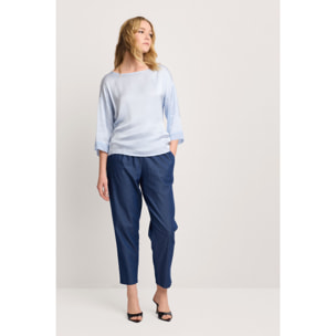 Kocca - Blusa a maniche lunghe in viscosa Donna, Tinta unita, Girocollo