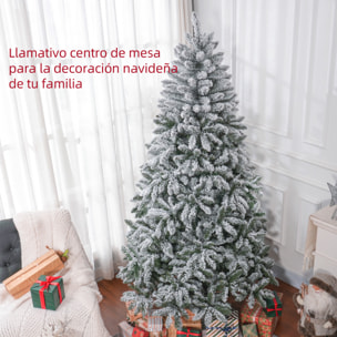 Árbol de Navidad 210 cm Árbol de Navidad Artificial Nevado con 1021 Ramas y Soporte de Metal Árbol Navideño para Salón Interior Verde
