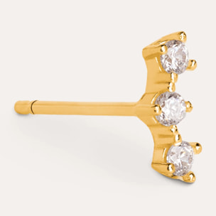 Orecchino Singolo Triple Spark Argento Placcato Oro