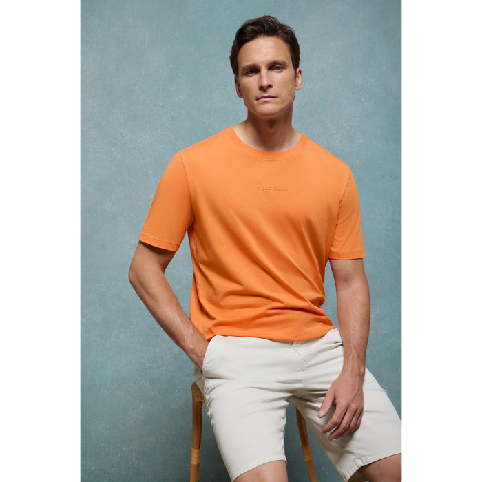 Camiseta Surfer loose fit naranja suave con logo minimal engomado Polo Club